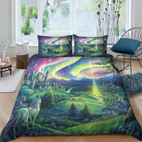TZOVPCDFA Schloss Bettbezug Bettwäsche Set Kinderbettwäsche Reißverschluss Mit Kissenbezügen Betten Set Für Jungen Und Mädchen, Kinder Double（200x200cm） von TZOVPCDFA