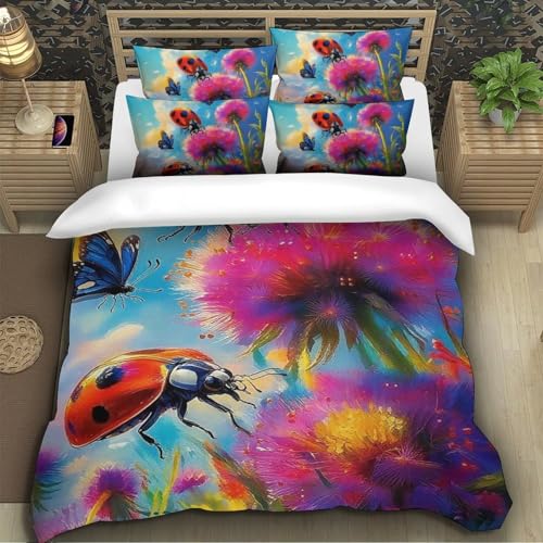 TZOVPCDFA Schmetterling Bettbezug Bettwäsche Kinderbettwäsche-Set Reißverschluss Mit Kissenbezug Betten Set Für Jugendliche Kinder Schlafzimmer Single（140x200cm） von TZOVPCDFA