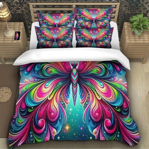 TZOVPCDFA Schmetterling Bettbezug Set Bettwäsche Set Kinderbettwäsche Reißverschluss Mit Kissenbezug Betten Set Für Jugendliche Kinder Schlafzimmer Super King（260x220cm） von TZOVPCDFA