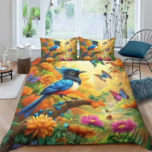 TZOVPCDFA Schmetterling Bettbezug Set Bettwäsche-Sets Kinderbettwäsche-Set Reißverschluss Mit Kissenbezügen Betten Set Für Jugendliche Kinder Schlafzimmer Double（200x200cm） von TZOVPCDFA