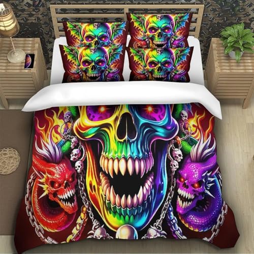 TZOVPCDFA Skelett Bettbezug Bettwäsche Kinderbettwäsche-Set Reißverschluss Mit Kissenbezügen Betten Set Für Jugendliche Kinder Schlafzimmer Super King（260x220cm） von TZOVPCDFA