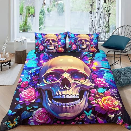 TZOVPCDFA Skelett Bettbezug Bettwäsche Set Kinderbettwäsche Reißverschluss Mit Kissenbezug Betten Set Für Jungen Und Mädchen, Kinder Double（200x200cm） von TZOVPCDFA