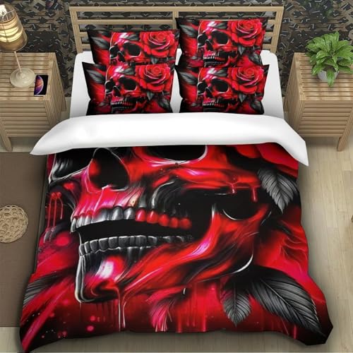 TZOVPCDFA Skelett Bettbezug Bettwäsche Set Kinderbettwäsche Reißverschluss Mit Kissenbezug Betten Set Für Jungen Und Mädchen, Kinder Single（140x200cm） von TZOVPCDFA