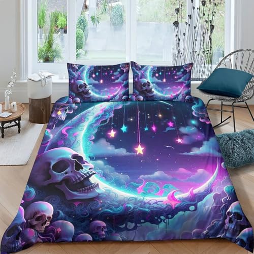 TZOVPCDFA Skelett Bettbezug Set Bettwäsche-Sets Kinderbettwäsche Reißverschluss Mit Kissenbezug Betten Set Für Jugendliche Kinder Schlafzimmer King（220x240cm） von TZOVPCDFA