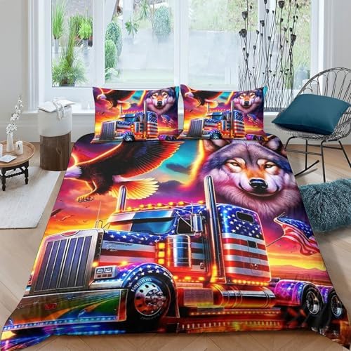 TZOVPCDFA Wolf Bettbezug Bettwäsche-Sets Kinderbettwäsche-Set Reißverschluss Mit Kissenbezügen Betten Set Für Jungen Und Mädchen, Kinder Double（200x200cm） von TZOVPCDFA