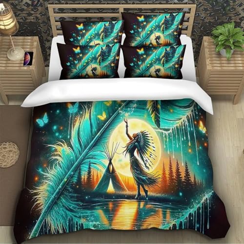 TZOVPCDFA Wolf Bettbezug Set Bettwäsche Kinderbettwäsche Reißverschluss Mit Kissenbezügen Betten Set Für Jugendliche Kinder Schlafzimmer Super King（260x220cm） von TZOVPCDFA