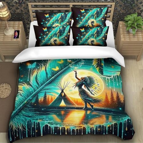 TZOVPCDFA Wolf Bettbezug Set Bettwäsche-Sets Kinderbettwäsche Reißverschluss Mit Kissenbezügen Betten Set Für Jugendliche Kinder Schlafzimmer Single（140x200cm） von TZOVPCDFA