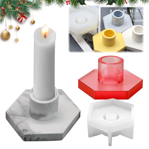 TZQFROCE Silikonform Kerzenhalter DIY Kerzenformen Rund Gießform Kerzenhalter Beton Kerzenhalter Formen Weihnachten Kerzenhalter Stabkerze Silikonform für DIY Kerzenständer Kunst Heimdekoration von TZQFROCE