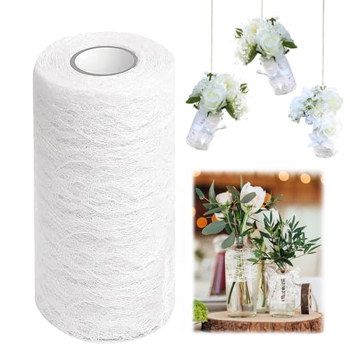 TZQFROCE 15cm*22m Tischläufer Spitze Vintage Weiss Retro Spitze Tischdecke Tischdecke Kommunion Vintage Spitze Rollen für Hochzeit Kommunion Weihnachts Dekoration von TZQFROCE