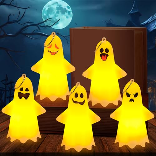 TZQFROCE Halloween Lichterketten Geist 5 Stück Halloween Deko Licht Halloween Geister Licht mit Schlüsselring Halloween Lichter für Halloween, Innen Außenlaterne Gärten Party Dekoration TZQFROCE Halloween Lichterketten Geist 5 Stück Halloween Deko Licht Halloween Geister Licht mit Schlüsselring Halloween Lichter für Halloween, Innen Außenlaterne Gärten Party Dekoration von TZQFROCE