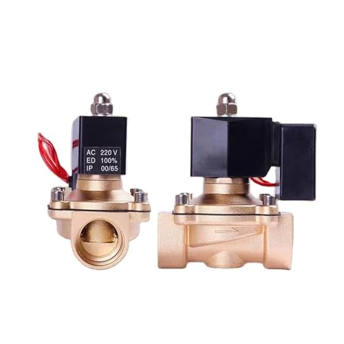 2" Brass Non-Hot Normally Closed Solenoid Valve 220V 12V 24V Solenoid Valve for Long-time Working(2" G Thread,DC12) von TZQPCHEW