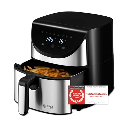 TZS First Austria Air Fryer | 5,8 L | 80-200°C | 8 Programme | Digitalsteuerung | Antihaftbeschichtung | 1700 W | Timer | Edelstahl-Heizelement TZS First Austria Air Fryer | 5,8 L | 80-200°C | 8 Programme | Digitalsteuerung | Antihaftbeschichtung | 1700 W | Timer | Edelstahl-Heizelement von TZS First Austria