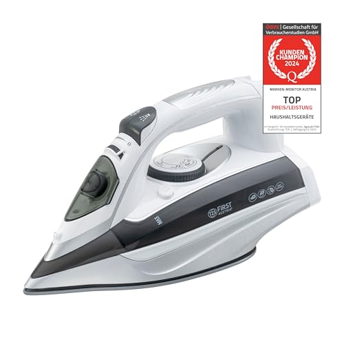 TZS First Austria Dampfbügeleisen I 3100W I Keramiksohle I Selbstreinigung I Vertikaldampf I Anti-Kalk I Trockenbügeln I 0,45l Wassertank I 1.4kg | grau TZS First Austria Dampfbügeleisen I 3100W I Keramiksohle I Selbstreinigung I Vertikaldampf I Anti-Kalk I Trockenbügeln I 0,45l Wassertank I 1.4kg | grau von TZS First Austria