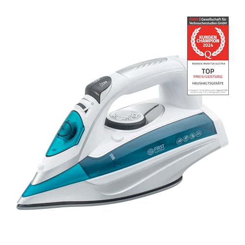 TZS First Austria Dampfbügeleisen I 3100W I Keramiksohle I Selbstreinigung I Vertikaldampf I Anti-Kalk I Trockenbügeln I 0,45l Wassertank I 1.4kg | grün von TZS First Austria