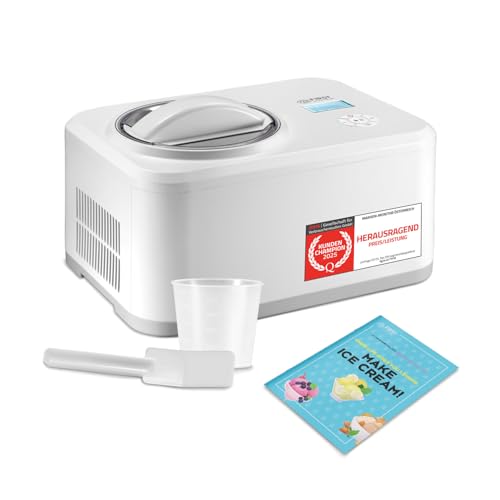 TZS First Austria Eismaschine | 1,5L | Kompressor | Entnehmbarer Edelstahl Behälter | Rezeptheft | LCD-Bildschirm | Eiscreme & Joghurt | Kühlhaltung von TZS First Austria