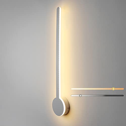 Dimmbare LED Wandleuchte Innen Lang Streifen Wandlampe Dimmbar 3 Einstellbare Helligkeit Modern Flurlampe Acryl Design Wandlicht Beleuchtung für Treppenhaus Wohnzimmer Schlafzimmer (Weiß,80CM 38W) von TZSMUM