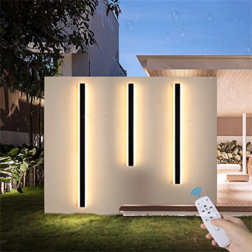 LED Außen Innen Wandlampe mit Fernbedienung Dimmbar Außenlampe Lange Streifen Wandleuchten Gartenleuchte IP65 Wasserdicht Außenwandleuchte Villa Porch Schwarz Lichtleiste Aluminium Acryl (80cm 46W) LED Außen Innen Wandlampe mit Fernbedienung Dimmbar Außenlampe Lange Streifen Wandleuchten Gartenleuchte IP65 Wasserdicht Außenwandleuchte Villa Porch Schwarz Lichtleiste Aluminium Acryl (80cm 46W) von TZSMUM