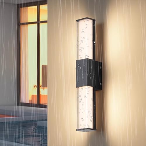 LED Aussen Villa Wandbeleuchtung Wasserdicht IP65 Wandleuchte Schwarz Aluminium Lange Innen Wandlampe 3000K/4000K/6000K Spiegellampe Badleuchte 150CM Garten Terrasse Garage (Neutrales Licht,60cm) von TZSMUM
