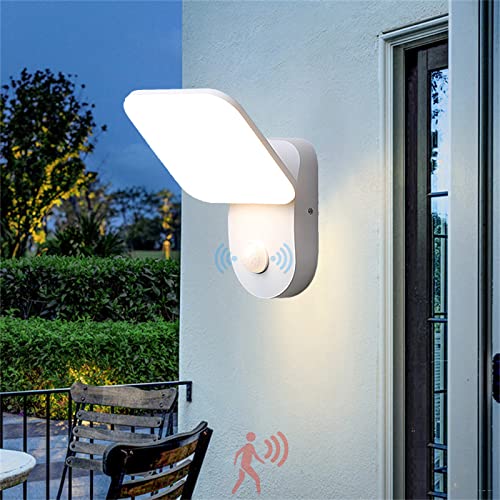 LED Garten Außenwandleuchte mit Bewegungsmelder Anthrazit Aussenleuchten Antik 20W Wandlampen Außen/Innen Induktion Aluminium Acryl Rustikal IP65 Außenlampe Terasse Korridor (Weiß,Kaltweiß 6000K) von TZSMUM