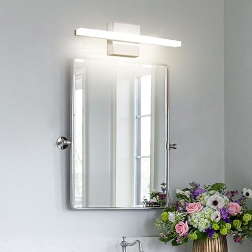 LED Innen Wandlampe Badezimmer Wasserdicht Wandleuchte Modern Minimalistisch Lang Rechteckig Wandbeleuchtung Schwarz/Silber Spiegel Dekorativ für Schlafzimmer Flur (70cm,Silbrig Neutrales Licht) von TZSMUM
