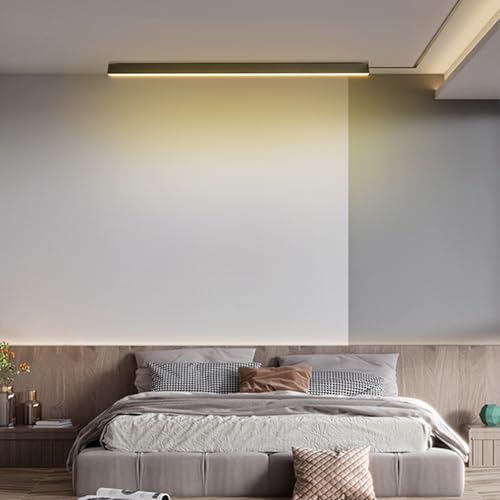 LED Lang Deckenleuchten Moderne Minimalistisch Linear Deckenlampen Aluminium Eisen Interieur Dekorativ Deckenbeleuchtung Rechteckige Design für Büro Wohnzimmer Küche (60cm,Schwarz Warmes Licht) von TZSMUM