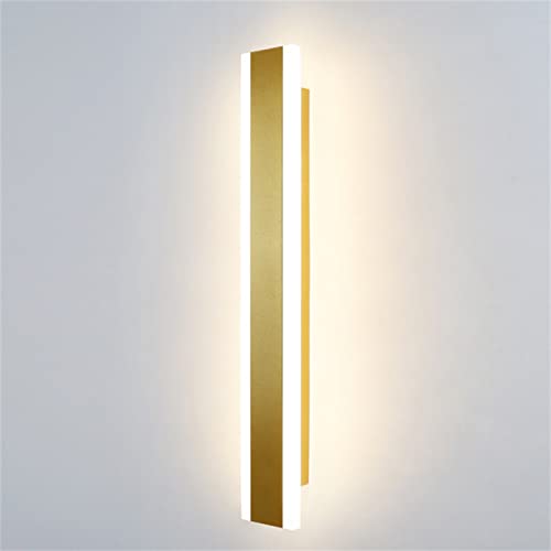 LED Lange Lichtleiste Wandlampen Innen Dimmbar Modern Wandleuchten 3 Farbtemperatur Einstellbar Aluminium Acryl Wandlicht Up Down Wandbeleuchtung Schlafzimmer Wohnzimmer Treppen (Gold,100cm 48W) von TZSMUM