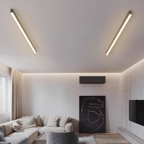 LED Moderne Deckenleuchte Aluminium 3 Farbtemperatur Deckenlampe 3000K/400K/6000K Lange Lichtleiste Deckenbeleuchtung Schwarz linear Design Wohnzimmer Schlafzimmer Esszimmer (Neutrales Licht,150cm) von TZSMUM