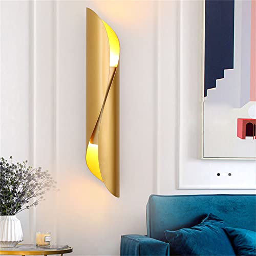 LED Spiral Innen Wandleuchten Schwarz Modern Schlafzimmer Wandlampen Gold Spirale Up Down Design Wandbeleuchtung Bettlampe Gold Aluminium Metall Wand Lampe Wohnzimmer Treppe Bar Beleuchtung (Gold) von TZSMUM
