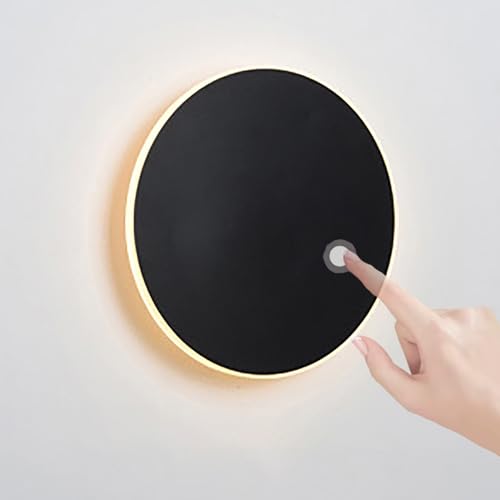 LED Wandleuchte Innen Modernes Design mit Touch Control Schalter Wandlampe LED Aluminum Wandbeleuchtung Spotlicht Warmweiß für Badezimmer Wohnzimmer Schlafzimmer Flur (Warmes Licht,Schwarz-30cm) von TZSMUM
