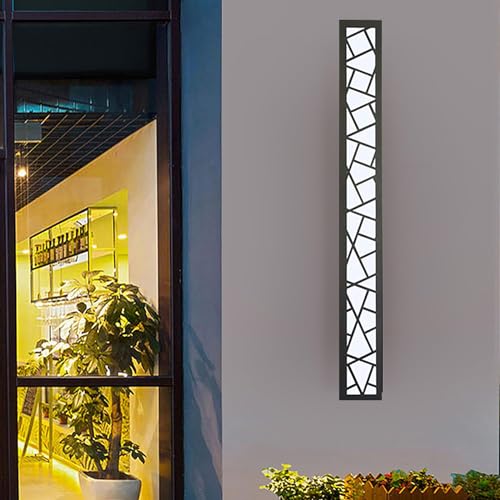 Lange Wandleuchte Dimmbare Aussen mit Fernbedienung Wasserdicht IP65 Schwarz Aluminium Außen LED Außenwandleuchten Innen Garten Wandlampe Terrassen Schlafzimmer Wohnzimmer (120CM 68W,Weißes Licht) von TZSMUM