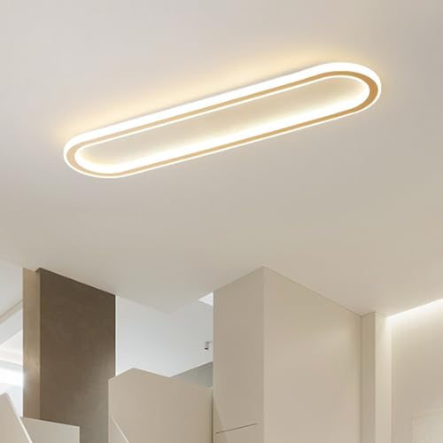 Modern LED Deckenleuchte Eisen Silikon Interieur Deckenlampe Lange Geometrische Design Deckenbeleuchtung Minimalistisches Lineares Dekorativ für Badezimmer Schlafzimmer (100cm,Gold Neutrales Licht) von TZSMUM