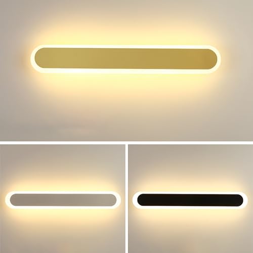 Modern LED Wandleuchte Innen Dimmbar Wandlampen Lang Strip Up Down Wandbeleuchtung 3 Farbtemperatur Einstellbar Wandlicht Wandstrahler Schlafzimmer Wohnzimmer Flur Treppen Badlampe (Gold,120cm 60W) von TZSMUM