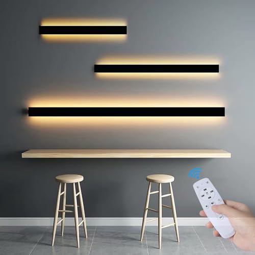 Moderne Dimmbare Innenwandleuchte Long LED Fashion Staircase Wandlampe mit Fernbedienung Rechteckig Innenraum Minimalistisch Schwarz Acryl Wandleuchte Schlafzimmer Wohnzimmer (Dimmbares Licht,150CM) von TZSMUM