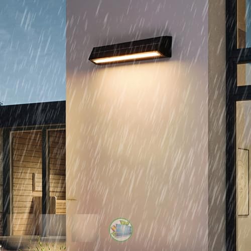 TZSMUM Außen LED Acryl Wandleuchte Moderne IP65 Wasserdicht Wandlampe Schwarz Solar Aufladbar Wandbeleuchtung 3000K/4000K/6000K Dimmbar für Balkon Terrasse Garage Badezimmer (17cm,B) von TZSMUM