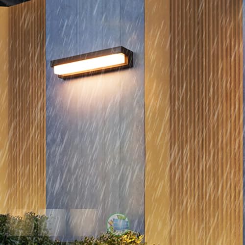 TZSMUM Außen LED Acryl Wandleuchte Moderne IP65 Wasserdicht Wandlampe Schwarz Solar Aufladbar Wandbeleuchtung 3000K/4000K/6000K Dimmbar für Balkon Terrasse Garage Badezimmer (32cm,A) von TZSMUM