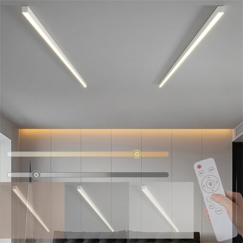 TZSMUM Deckenlampe Dimmbar mit Fernbedienung LED Deckenleuchte Wohnzimmer Wohnzimmerlampe Küche Deckenbeleuchtung Lang Schlafzimmerlampe Panel Modern für Schlafzimmer Flur Büro (Weiß,100CM) von TZSMUM