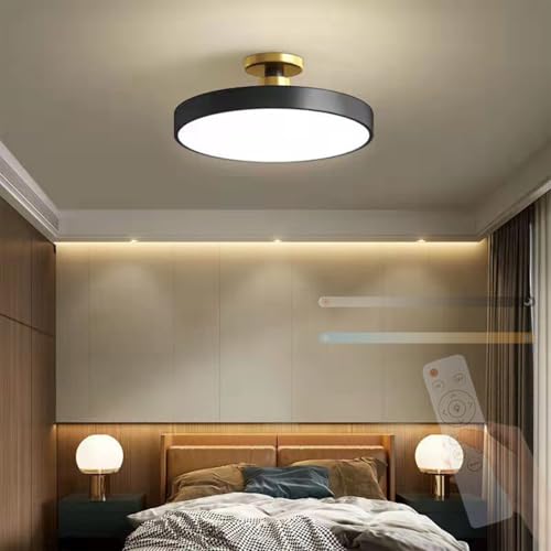 TZSMUM LED Acryl Deckenleuchte 3 Farbtemperaturen Dimmbar Deckenlampe mit Fernbedienung Deckenleuchten Modern Rundes Design 2700K-6500K Deckenleuchte Badzimmer Küchenlampe (Schwarz,40cm) von TZSMUM