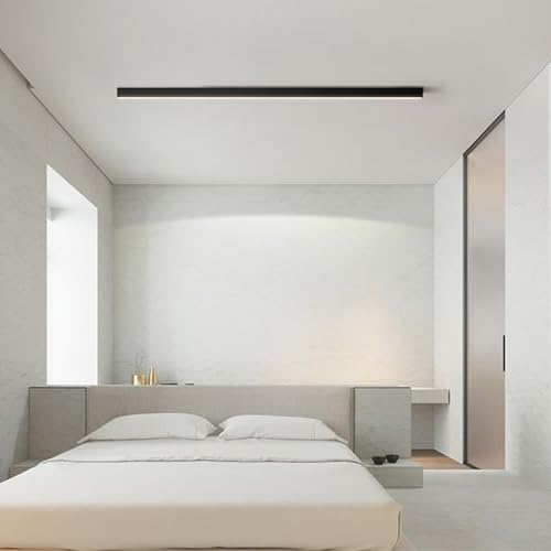 TZSMUM LED Deckenleuchte Wohnzimmer 2700K/4500K/6500K Deckenlampe 3 Farben Deckenleuchten Schlafzimmerlampe Schwarz Flach Design Aluminium für Schlafzimmer Esszimmer Küche (Neutrales Licht,60cm) von TZSMUM