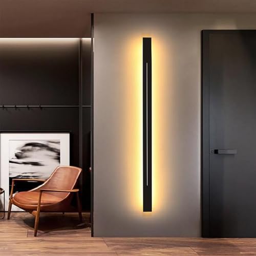 TZSMUM LED Lange Wandleuchten Innen 200CM Modern Wandlampe 3000K/4000K/6000K Flurlampe Lange Lichtleiste Wandbeleuchtung Schlafzimmer Schwarz Treppenhauslampe Wohnzimmer (Schwarz Warmes Licht,180cm) von TZSMUM