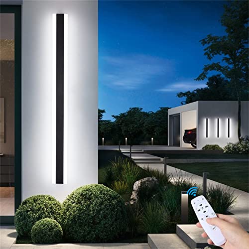 TZSMUM LED Lange mit Fernbedienung Wandlampe Villa Porch Außen IP65 Wasserdicht Dimmbar Wandleuchten Lange Lichtleiste Aussen Wandleuchte Gartenleuchte Terasse Hallway Courtyard (Dimmbar,80CM) von TZSMUM