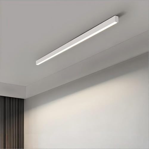 TZSMUM LED Langes Rechteck Deckenlampe Aluminium Acryl Modern Innen Deckenleuchte Kreativ Dekorativ Deckenbeleuchtung Linear Design für Küche Schlafzimmer Wohnzimmer Büro (150cm,Weiß Weißes Licht) von TZSMUM