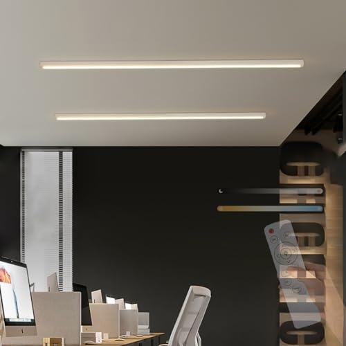 TZSMUM LED Modern Deckenbeleuchtung mit Fernbedienung Deckenlampe 2700K-6500K Dimmbar Deckenleuchte Lang Schlafzimmerlampe Wohnzimmerlampe Wohnzimmer Esszimmer Balkon Korridor Treppen (Weiß,150cm) von TZSMUM