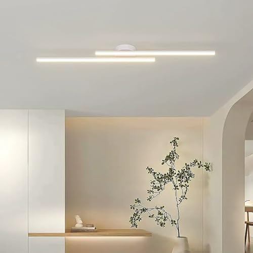 TZSMUM LED Modern Deckenleuchte Indoor Halb Flushmount Deckenlampe Lange Linie Design Deckenleuchten Doppelstreifen Dekorative für Schlafzimmer Wohnzimmer Kinderzimmer (White-Warm Light,60cm) von TZSMUM