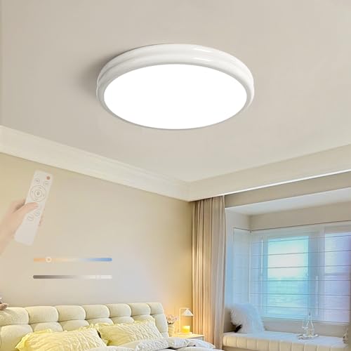 TZSMUM LED Moderne Deckenleuchte Indoor mit Fernbedienung Dimmbar Deckenlampe 3 Farbmodi 2700K/4500K/6500K Deckenleuchten Runden Ultra Dünn für Wohnzimmer Schlafzimmer Büro (Weiß,40cm) von TZSMUM