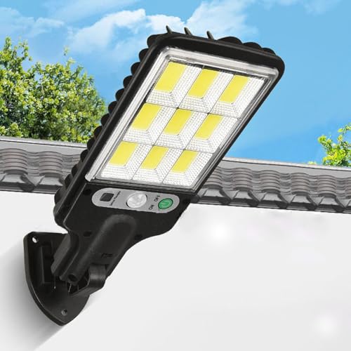 TZSMUM LED Solar Wandlampe Außen mit Bewegungsmelder Wandleuchte mit Fernbedienung Wandbeleuchtung IP65 Wasserdichte Wandleuchten Weißes Licht für Garten Terrasse Garage (D) von TZSMUM