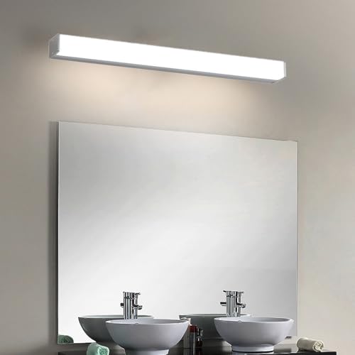 TZSMUM LED Spiegelleuchte Bad Wandlampe Badleuchte Wandleuchte Spiegellampe Wandbeleuchtung Badlampe Wasserdicht Wandleuchten Modern Indoor für Schminklicht Schlafzimmer (Silbrig-Warmes Licht,60cm) von TZSMUM