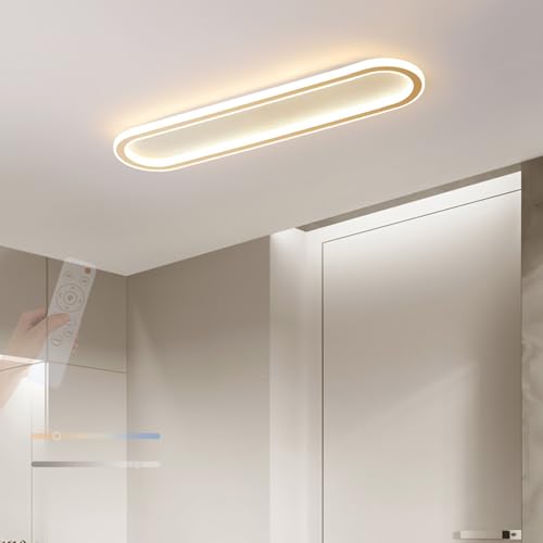 TZSMUM LED Unterputz Deckenleuchten mit Fernbedienung Deckenlampe Moderne Dimmbare 2700K-6500K Deckenleuchte Dekorative Ovale Ultra Dünn für Esszimmer Garderobe Flur (Gold,60cm) von TZSMUM