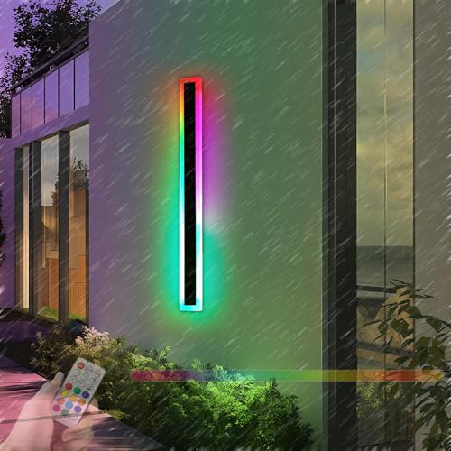 TZSMUM Lang Streifen Dimmbar Wandlichter mit Fernbedienung Außen Modern Wandleuchte RGB Wandlampe IP65 Wasserdichte Wandlampen Innenbereich Wohnzimmer Schlafzimmer Garten (100CM) von TZSMUM