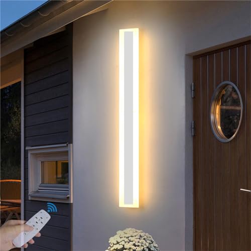 TZSMUM Lange Villa Wandleuchte mit Fernbedienung Wasserdicht IP65 Dimmbar Außenwandleuchte Aluminium Acryl Außen LED Modern Wandlampe für Garten Terrassen Schlafzimmer Wohnzimmer Innen (Weiß,80CM) TZSMUM Lange Villa Wandleuchte mit Fernbedienung Wasserdicht IP65 Dimmbar Außenwandleuchte Aluminium Acryl Außen LED Modern Wandlampe für Garten Terrassen Schlafzimmer Wohnzimmer Innen (Weiß,80CM) von TZSMUM