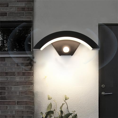 TZSMUM Modern Außenbeleuchtung mit Bewegungsmelder Außenlampe LED Wandleuchte Aussen IP65 Wasserdicht Außenleuchte Garten Außenwandleuchte für Außenbreich Treppenhuaus Terrasse Eingang (Weißes Licht) von TZSMUM